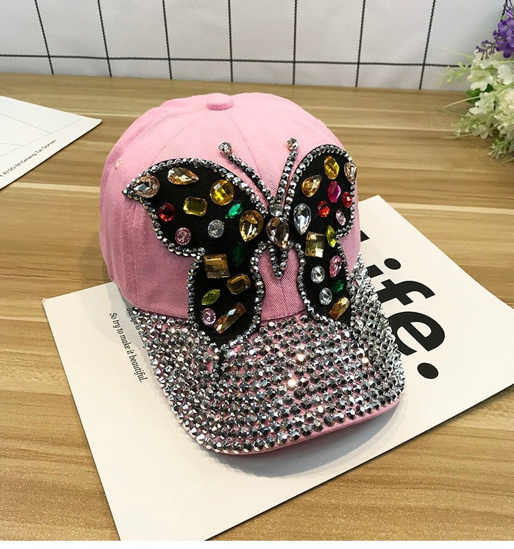 Wholesale Denim Butterfly Diamond Baseball Cap